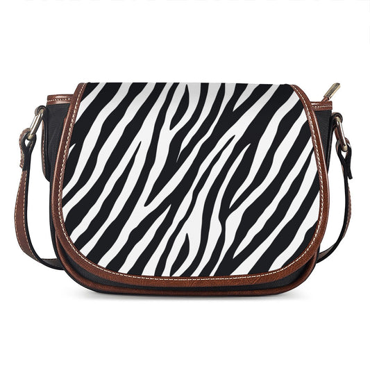 Black White Zebra Pattern Print Saddle Bag