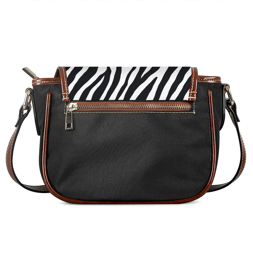 Black White Zebra Pattern Print Saddle Bag