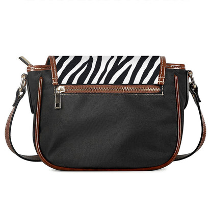 Black White Zebra Pattern Print Saddle Bag