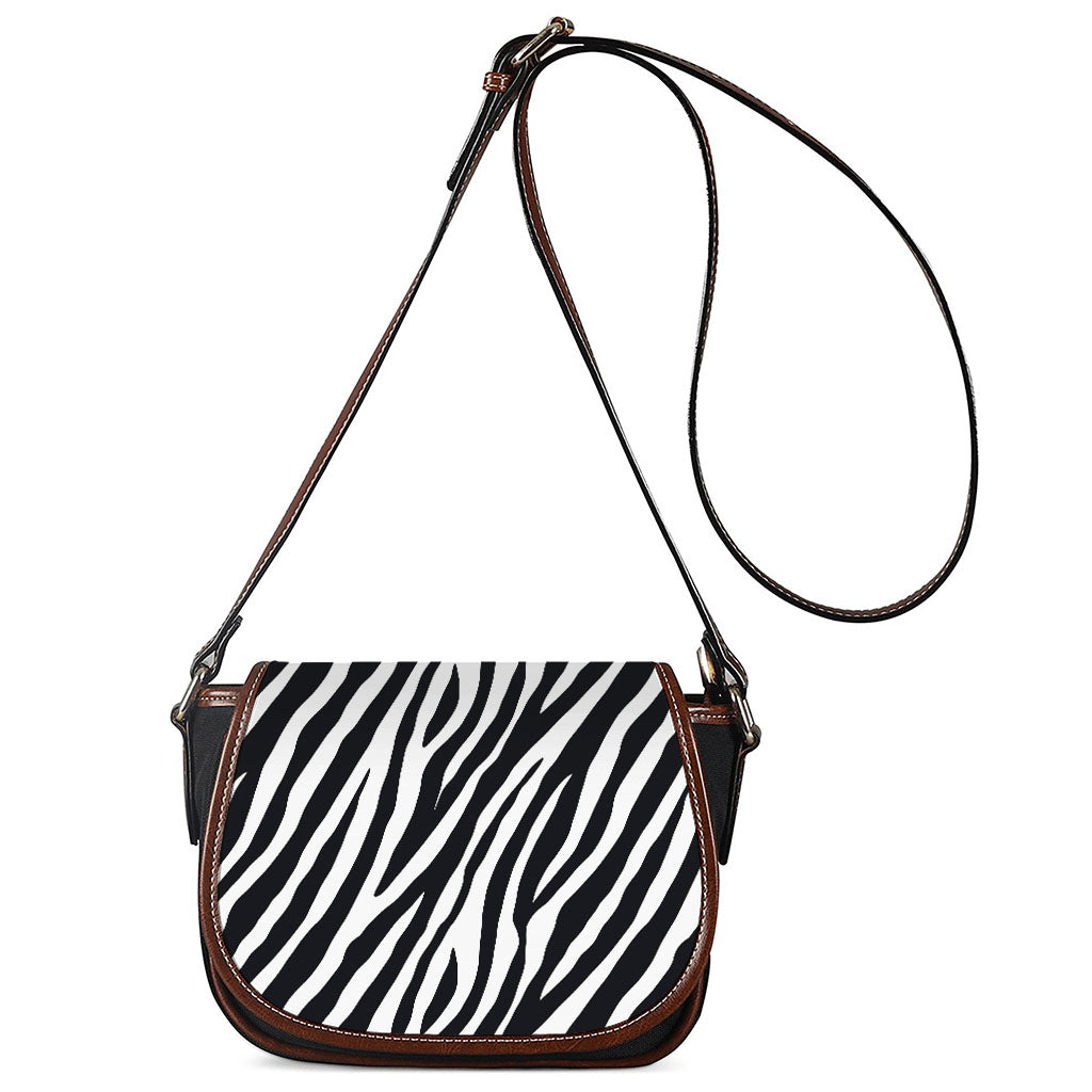 Black White Zebra Pattern Print Saddle Bag