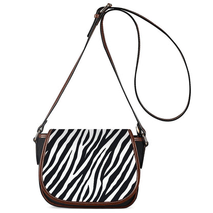 Black White Zebra Pattern Print Saddle Bag