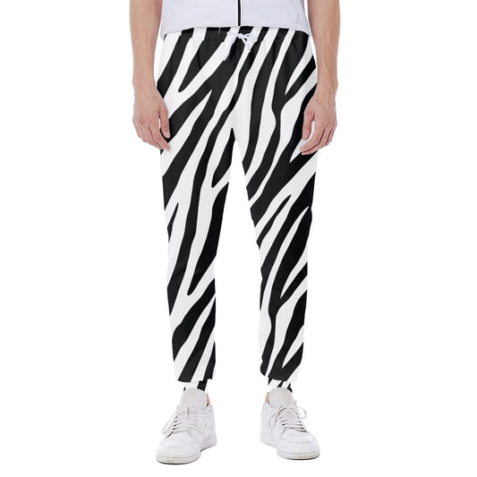 Black White Zebra Pattern Print Scuba Joggers
