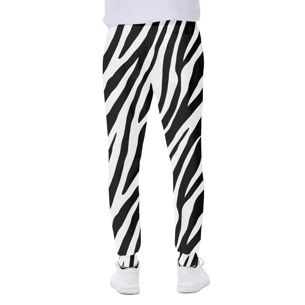 Black White Zebra Pattern Print Scuba Joggers