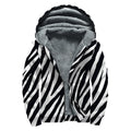Black White Zebra Pattern Print Sherpa Lined Zip Up Hoodie