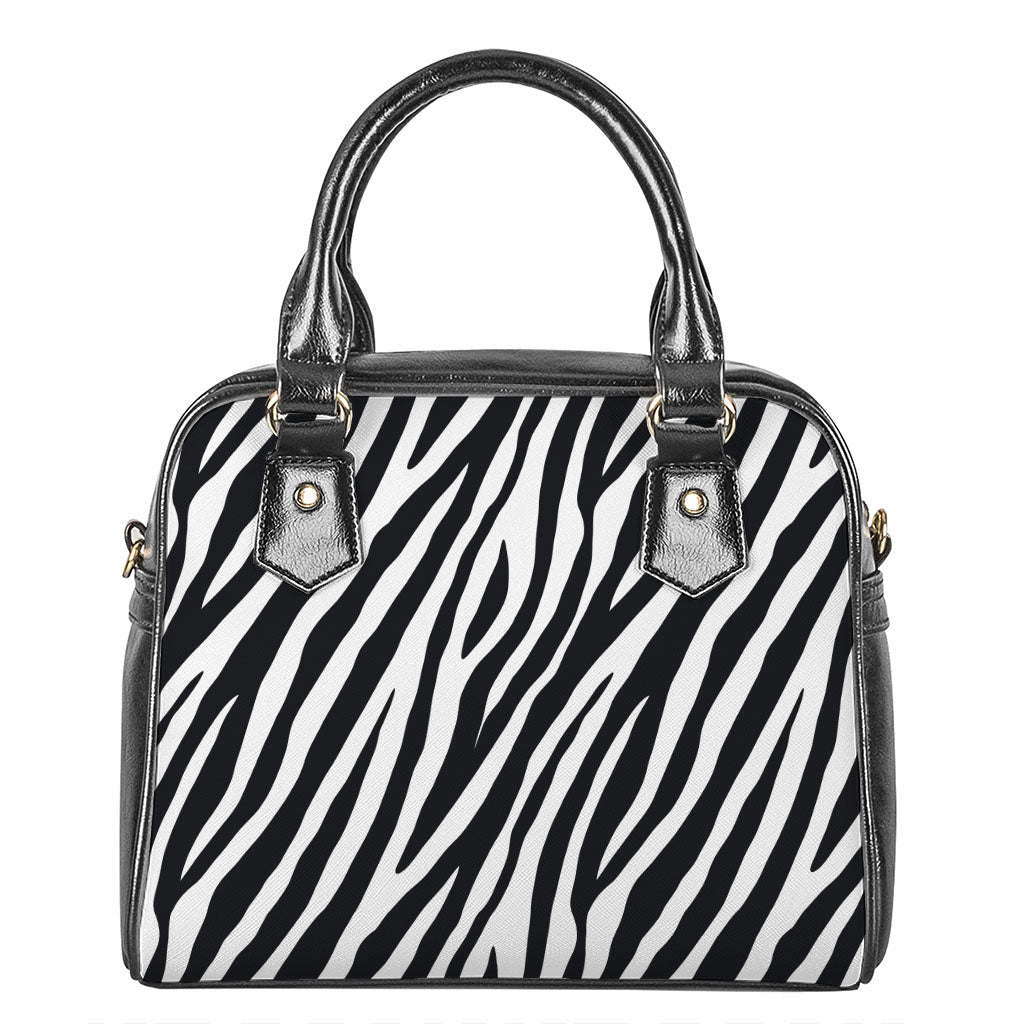 Black White Zebra Pattern Print Shoulder Handbag