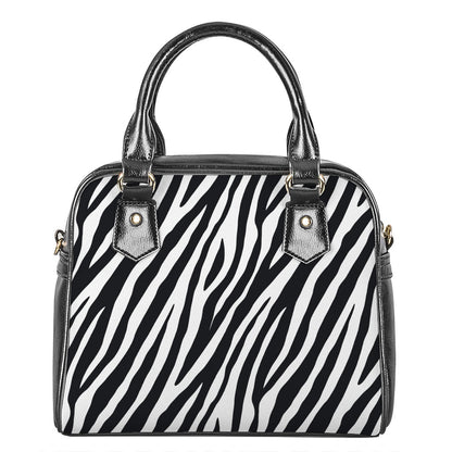 Black White Zebra Pattern Print Shoulder Handbag