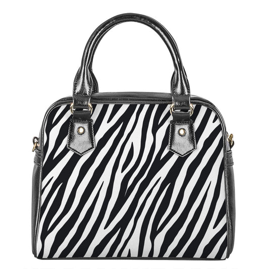 Black White Zebra Pattern Print Shoulder Handbag
