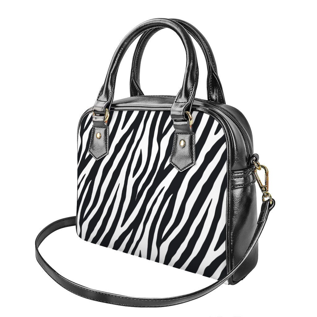 Black White Zebra Pattern Print Shoulder Handbag