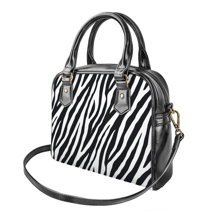 Black White Zebra Pattern Print Shoulder Handbag