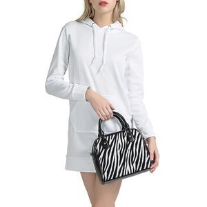 Black White Zebra Pattern Print Shoulder Handbag