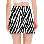 Black White Zebra Pattern Print Side Slit Mini Skirt