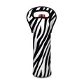 Black White Zebra Pattern Print Single Neoprene Wine Tote