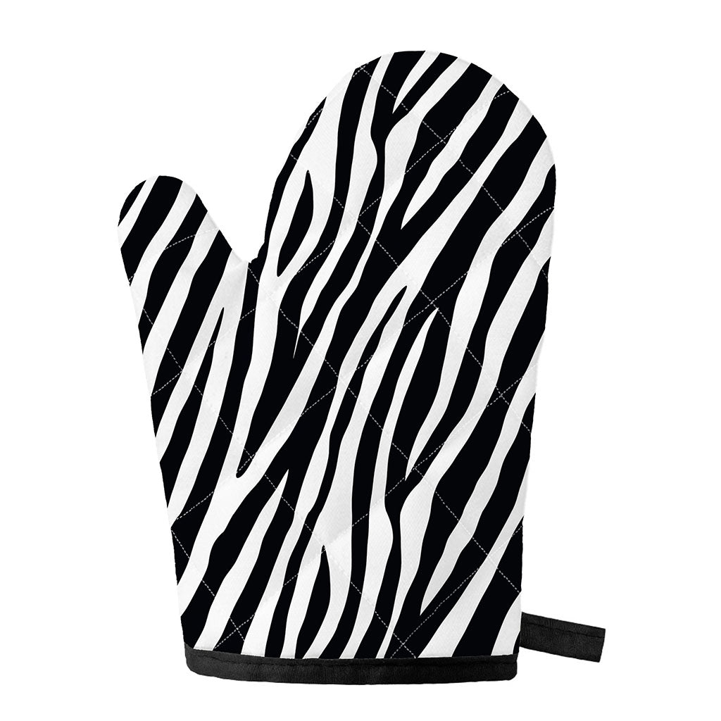 Black White Zebra Pattern Print Single Oven Mitt