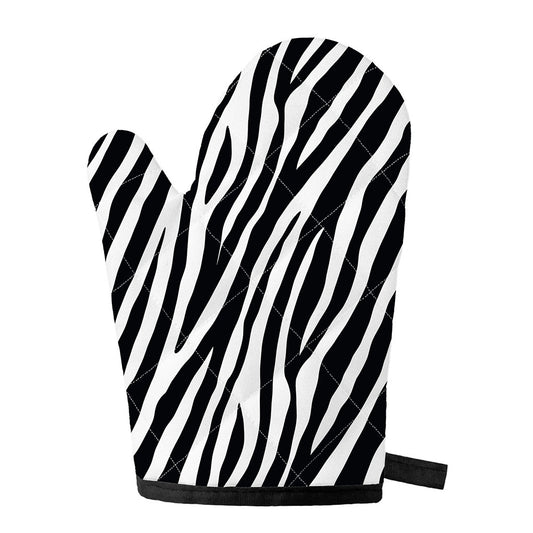 Black White Zebra Pattern Print Single Oven Mitt
