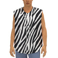 Black White Zebra Pattern Print Sleeveless Baseball Jersey