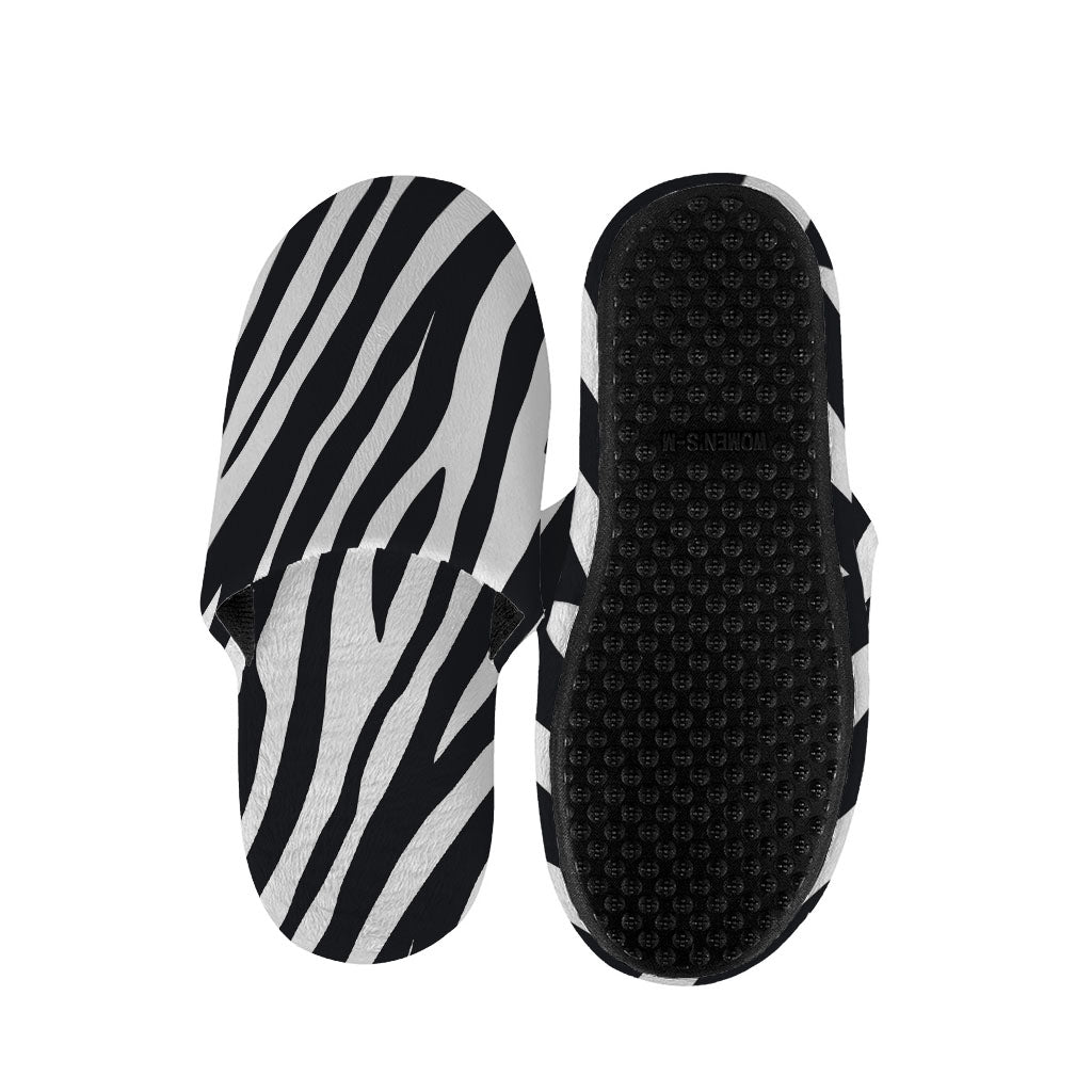 Black White Zebra Pattern Print Slippers