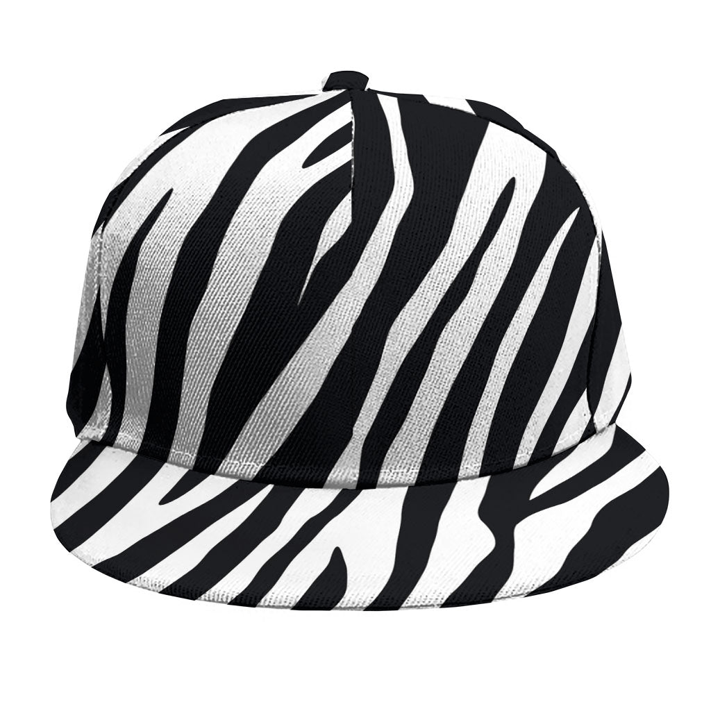 Black White Zebra Pattern Print Snapback Cap