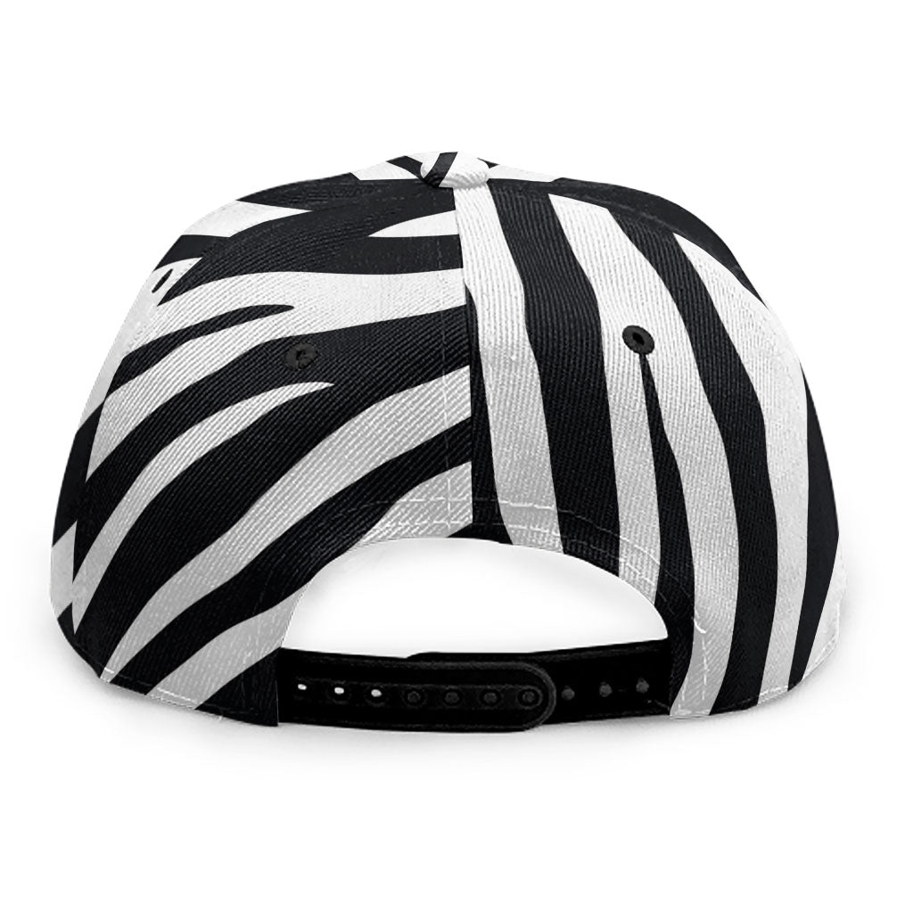 Black White Zebra Pattern Print Snapback Cap