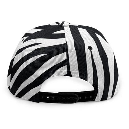 Black White Zebra Pattern Print Snapback Cap