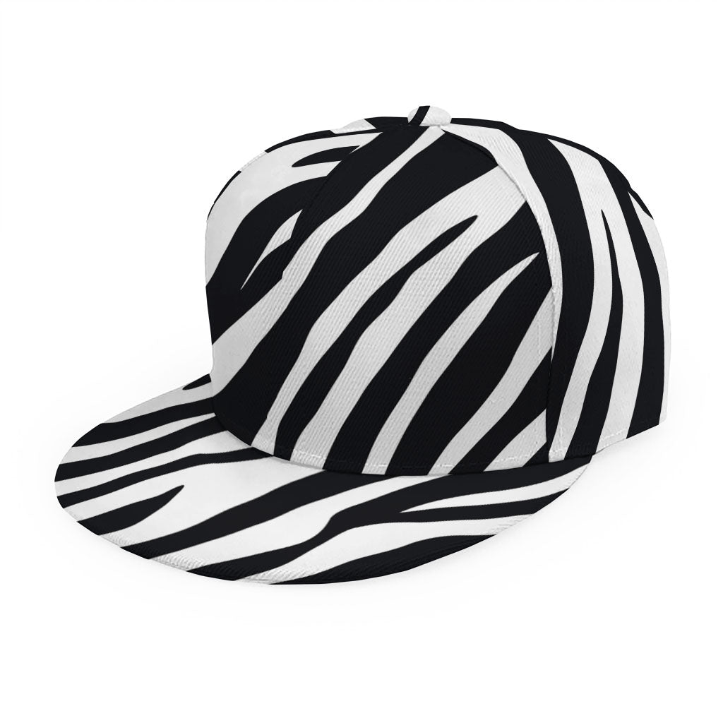 Black White Zebra Pattern Print Snapback Cap