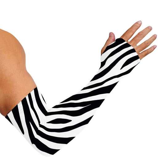 Black White Zebra Pattern Print Sun Protection Arm Sleeves