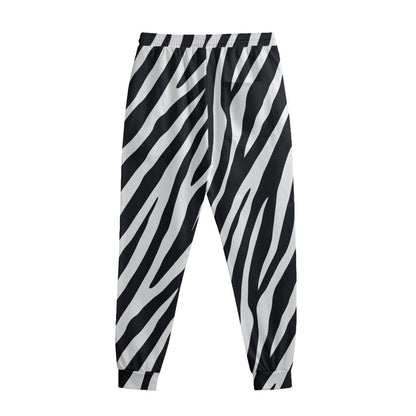 Black White Zebra Pattern Print Sweatpants