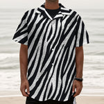 Black White Zebra Pattern Print Textured Short Sleeve Shirt