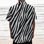 Black White Zebra Pattern Print Textured Short Sleeve Shirt