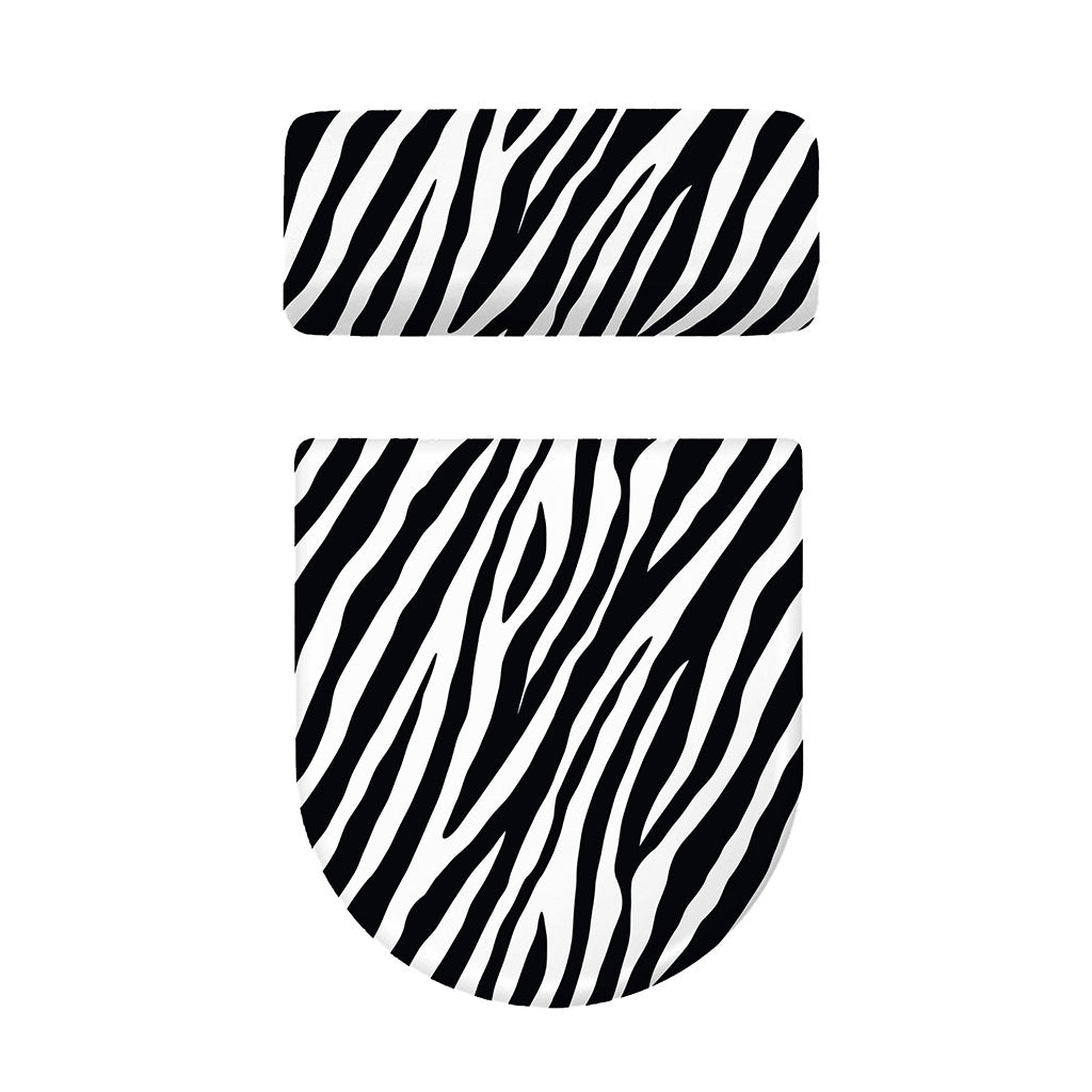 Black White Zebra Pattern Print Toilet Lid And Tank Cover Set