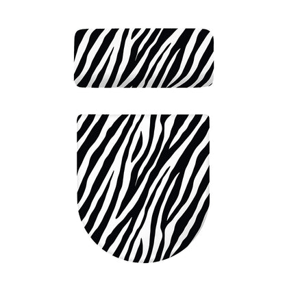 Black White Zebra Pattern Print Toilet Lid And Tank Cover Set