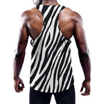 Black White Zebra Pattern Print Training Tank Top