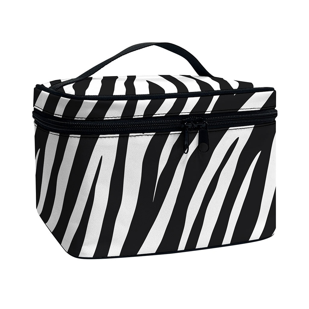 Black White Zebra Pattern Print Travel Makeup Bag