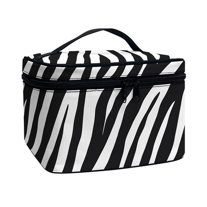 Black White Zebra Pattern Print Travel Makeup Bag