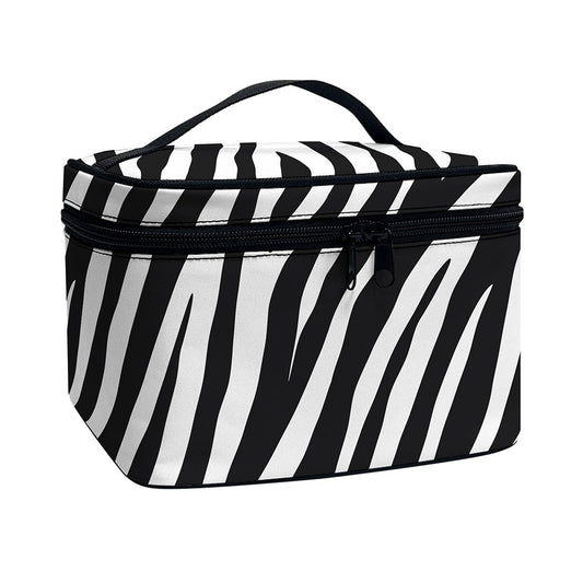 Black White Zebra Pattern Print Travel Makeup Bag