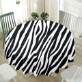 Black White Zebra Pattern Print Waterproof Round Tablecloth