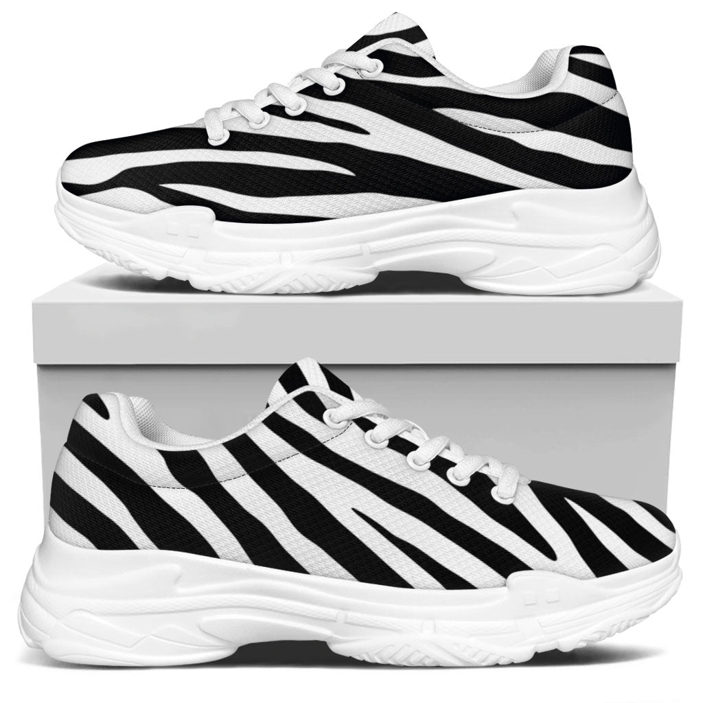 Black White Zebra Pattern Print White Chunky Shoes