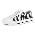 Black White Zebra Pattern Print White Low Top Sneakers