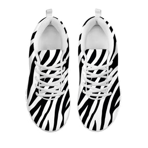 Black White Zebra Pattern Print White Running Shoes