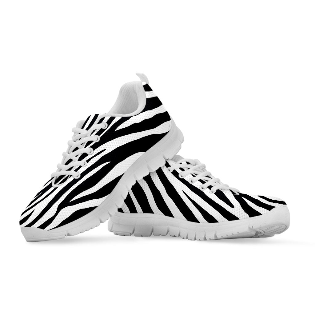 Black White Zebra Pattern Print White Running Shoes
