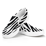 Black White Zebra Pattern Print White Slip On Sneakers