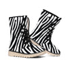 Black White Zebra Pattern Print Winter Boots