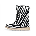 Black White Zebra Pattern Print Winter Boots