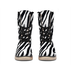 Black White Zebra Pattern Print Winter Boots