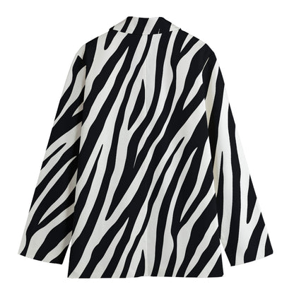 Black White Zebra Pattern Print Women's Blazer