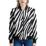 Black White Zebra Pattern Print Women's Bomber Jacket