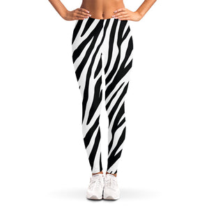 Black White Zebra Pattern Print Women's Leggings