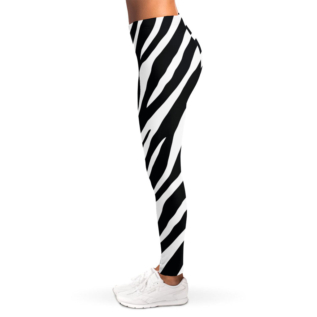 Black White Zebra Pattern Print Women's Leggings