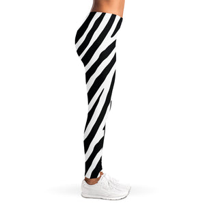 Black White Zebra Pattern Print Women's Leggings