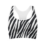 Black White Zebra Pattern Print Women's Sports Bra