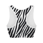 Black White Zebra Pattern Print Women's Sports Bra